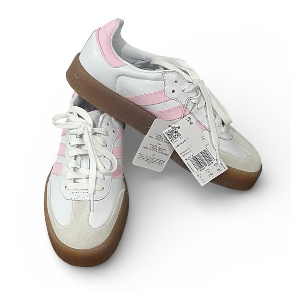 Adidas Samba Sambae J White Pink Sneakers Gum Rubber Sole Women’s 8 EU 40 NWT
